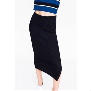 🏷NWT Zara Black Ribbed Tube Midi Skirt M